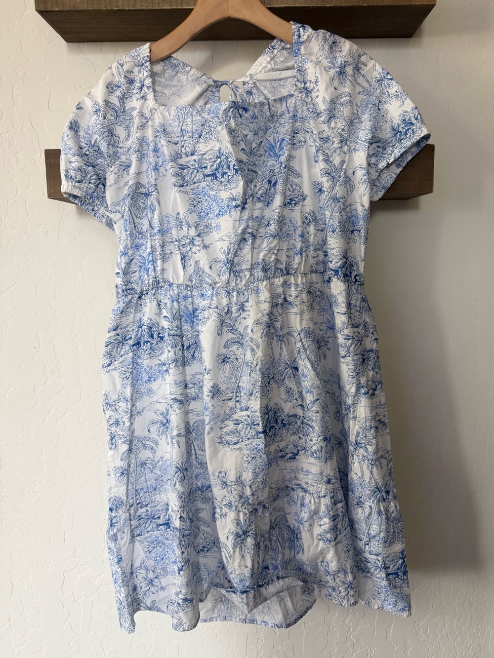 Chloe + Rene|100% Cotton women’s Blue & White Toile Floral Print Dress,XL•••